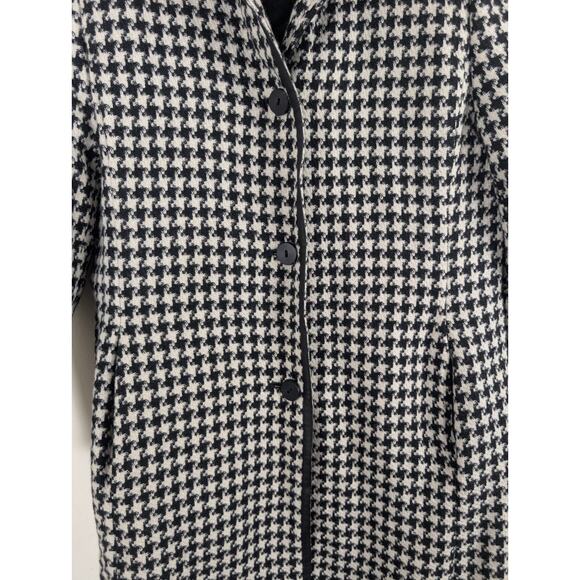 Petite Sophisticate Size 4 Houndstooth Wool Blend Coat Black White Overcoat 38" - Picture 4 of 8